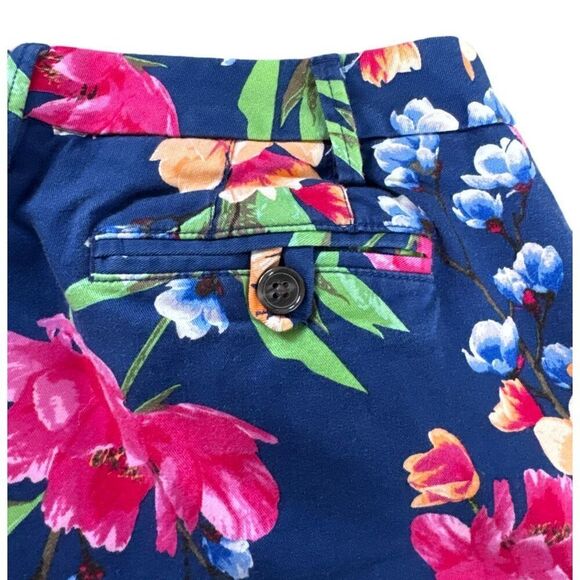 Lands’ End Women’s Floral Pants Size 10 Mid Rise Straight Leg Stretch Cotton - Picture 5 of 9